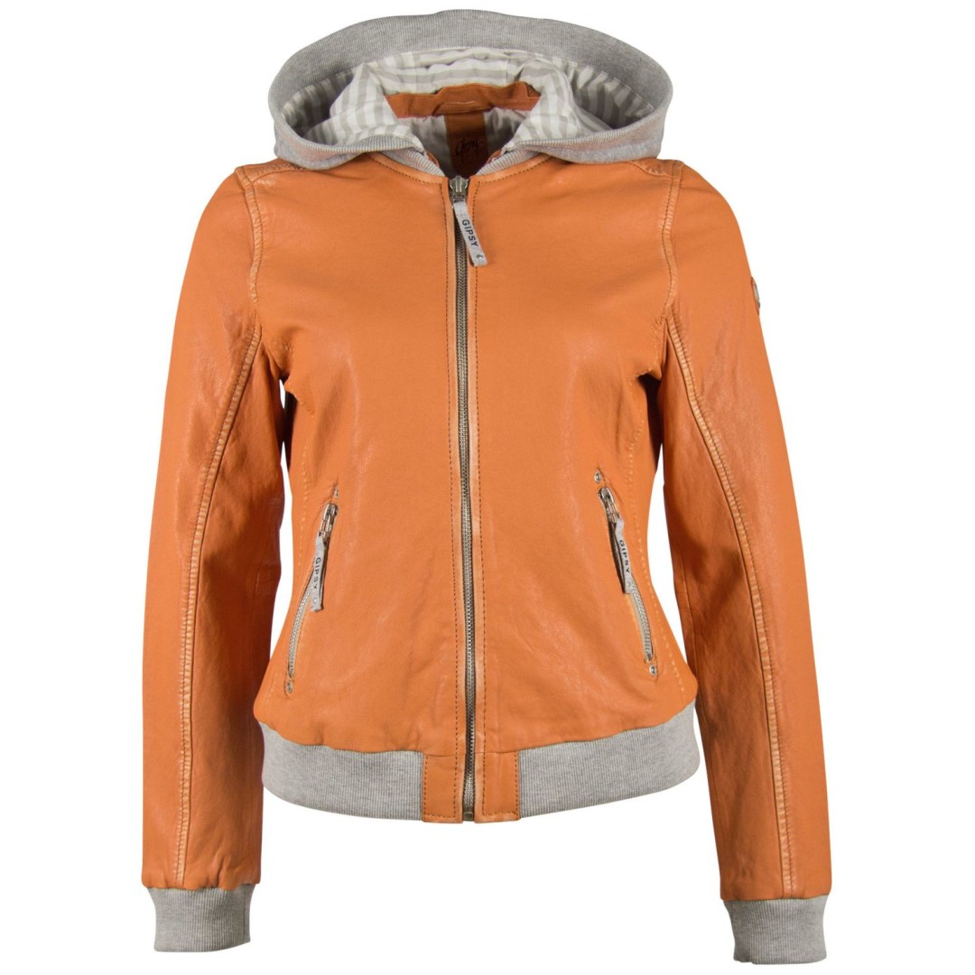 Geaca de Piele Naturala Dama Gipsy Portocalie GGMoxi S21 LULV – IMBRACAMINTE