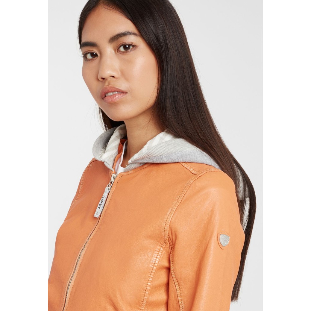 Geaca de Piele Naturala Dama Gipsy Portocalie GGMoxi S21 LULV – IMBRACAMINTE