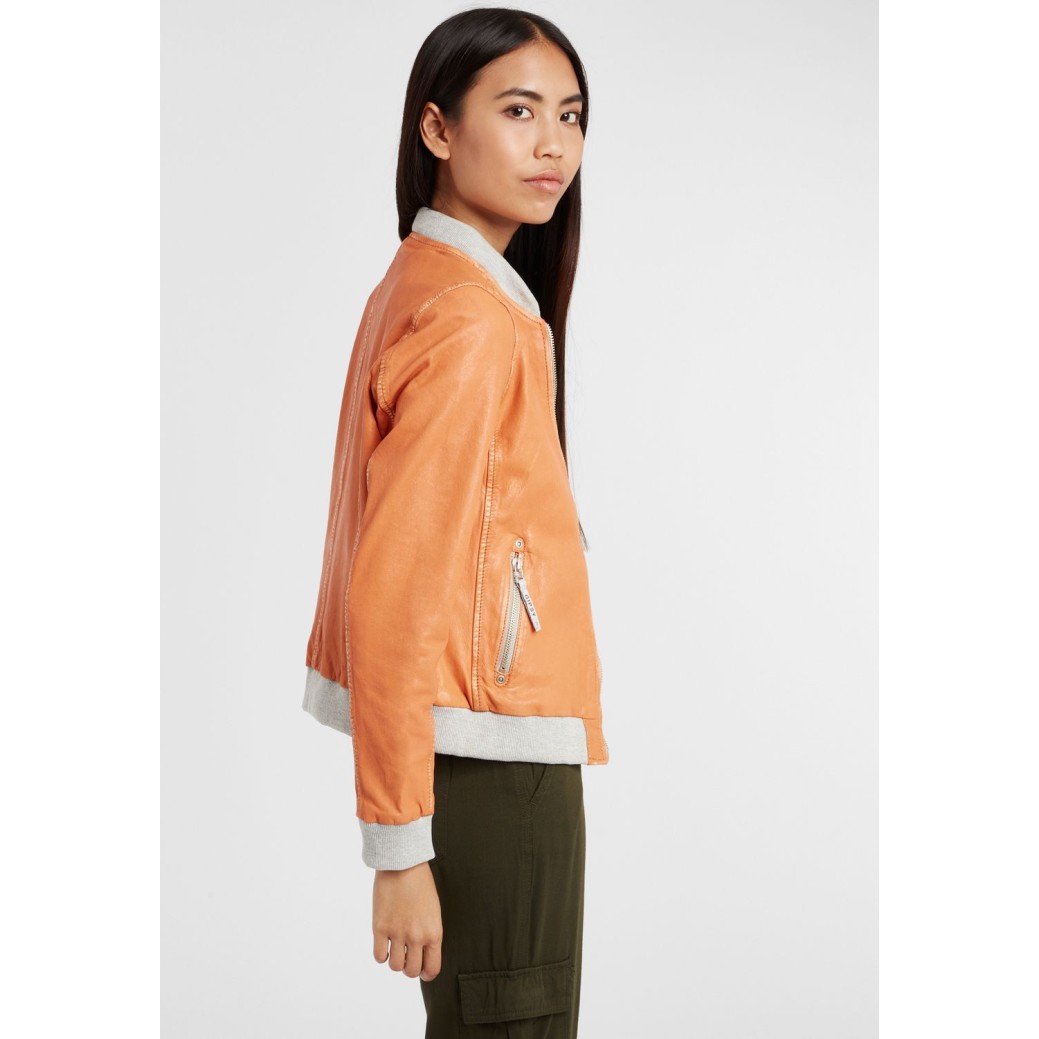 Geaca de Piele Naturala Dama Gipsy Portocalie GGMoxi S21 LULV – IMBRACAMINTE