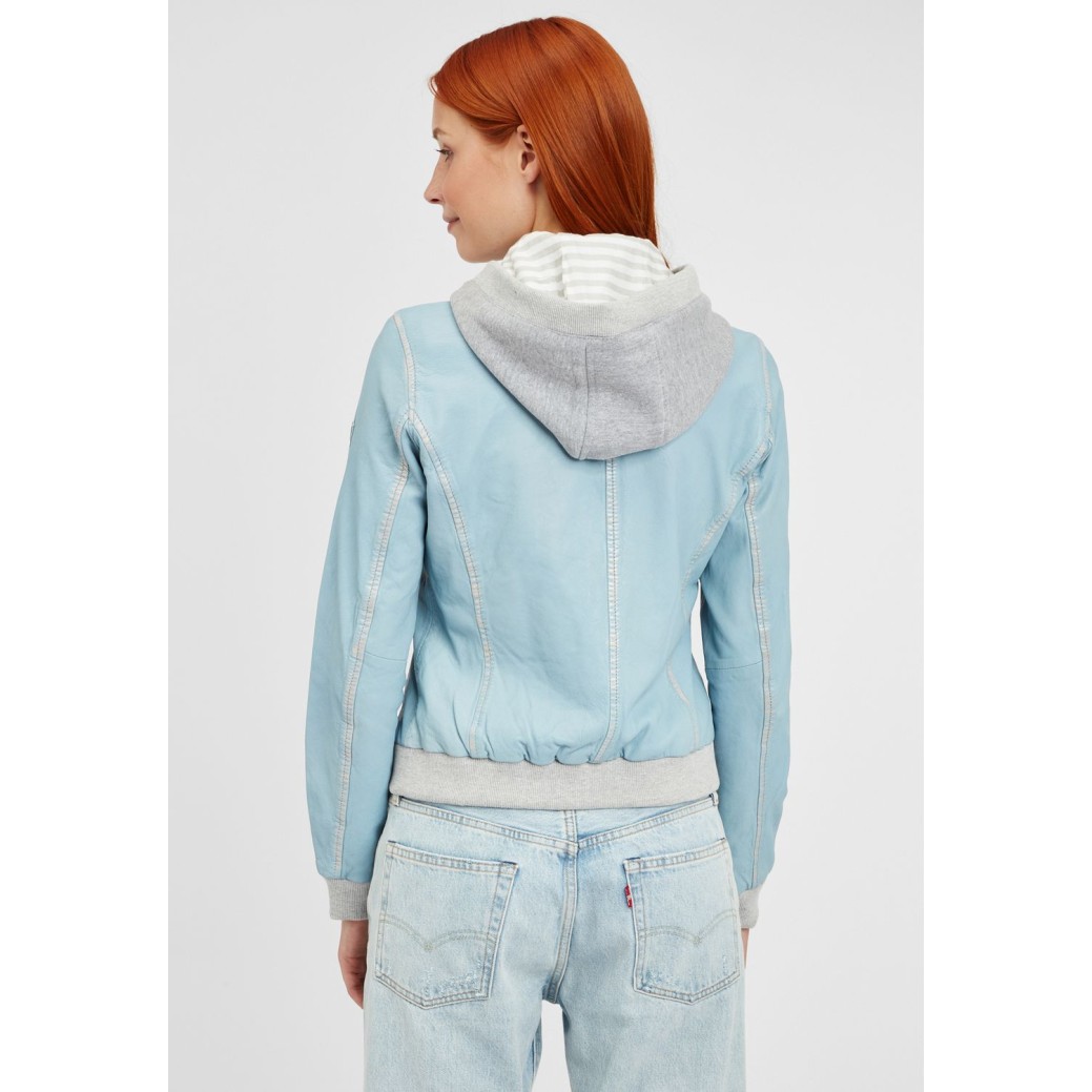 Geaca de Piele Naturala Dama Gipsy Albastru Deschis GGMoxi S21 LULV – IMBRACAMINTE