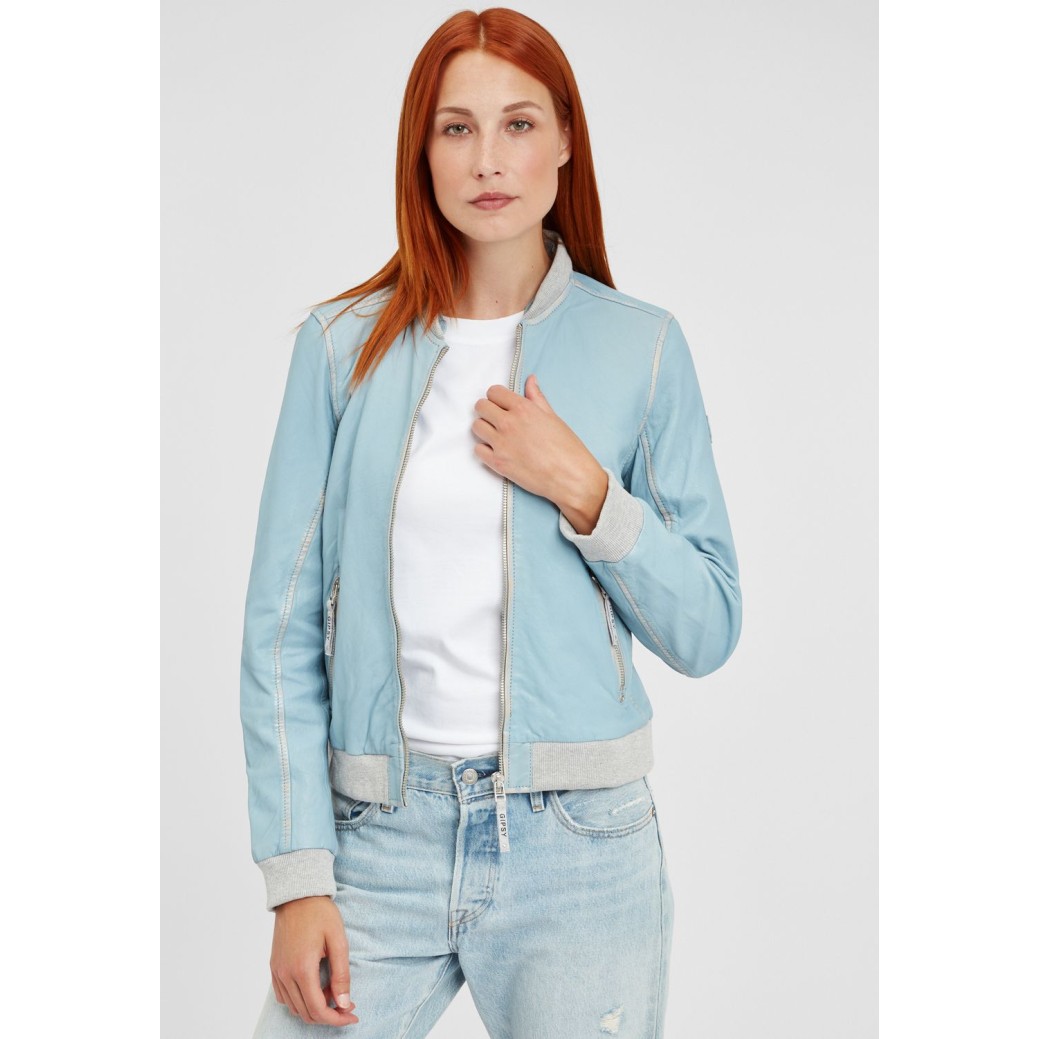 Geaca de Piele Naturala Dama Gipsy Albastru Deschis GGMoxi S21 LULV – IMBRACAMINTE