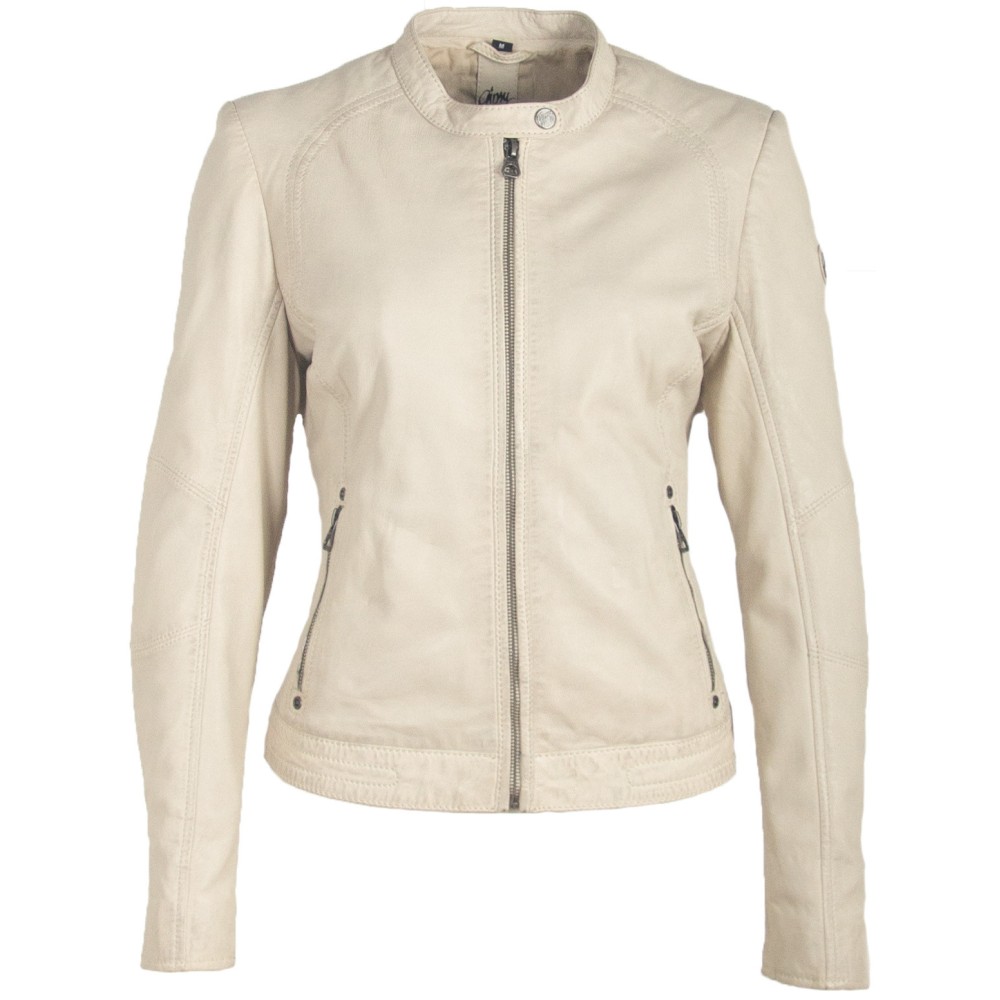 Geaca de Piele Dama Gipsy Alb Murdar GGNidel LAMAS geci de piele - readytowear.ro
