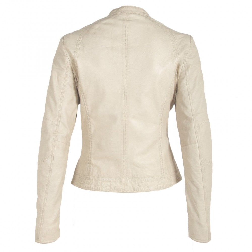 Geaca de Piele Dama Gipsy Alb Murdar GGNidel LAMAS geci de piele - readytowear.ro