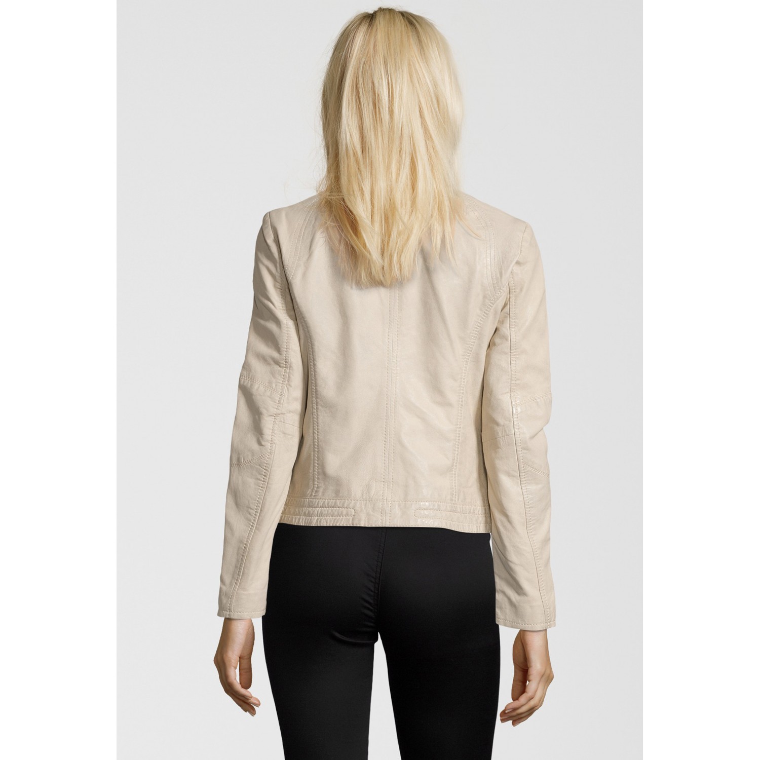Geaca de Piele Dama Gipsy Alb Murdar GGNidel LAMAS – Black Friday