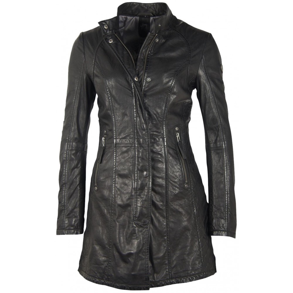 Geaca Lunga de Piele Naturala Dama Gipsy Neagra GGNima NSLONTV Geaca Lunga de Piele Naturala Dama Gipsy Neagra GGNima NSLONTV - readytowear.ro