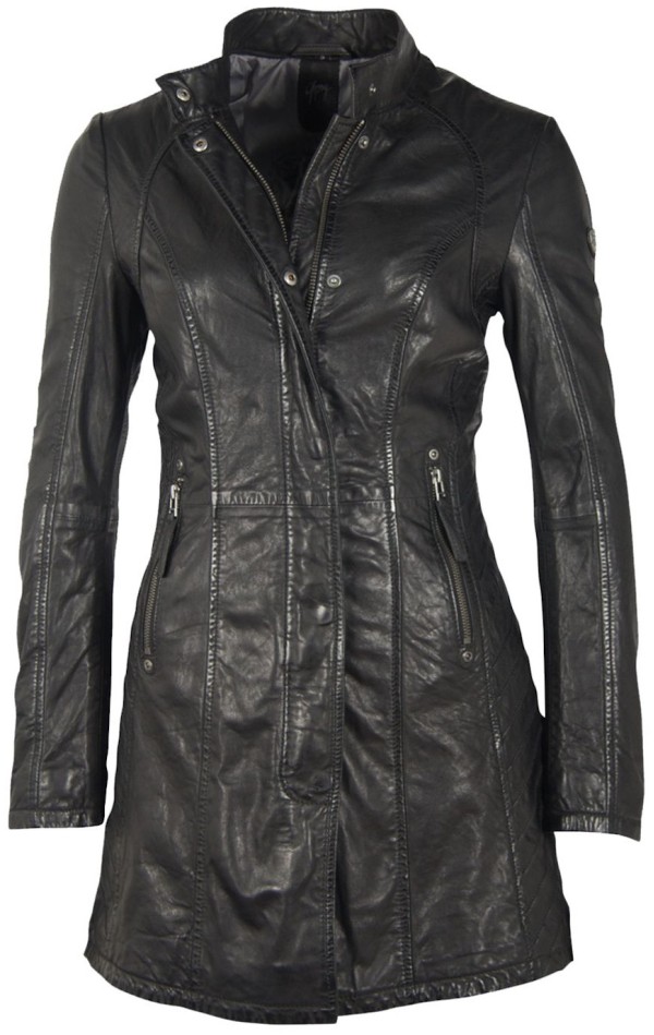 Geaca Lunga de Piele Naturala Dama Gipsy Neagra GGNima NSLONTV – IMBRACAMINTE — fotografia 1