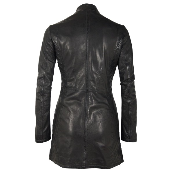 Geaca Lunga de Piele Naturala Dama Gipsy Neagra GGNima NSLONTV – IMBRACAMINTE — fotografia 3