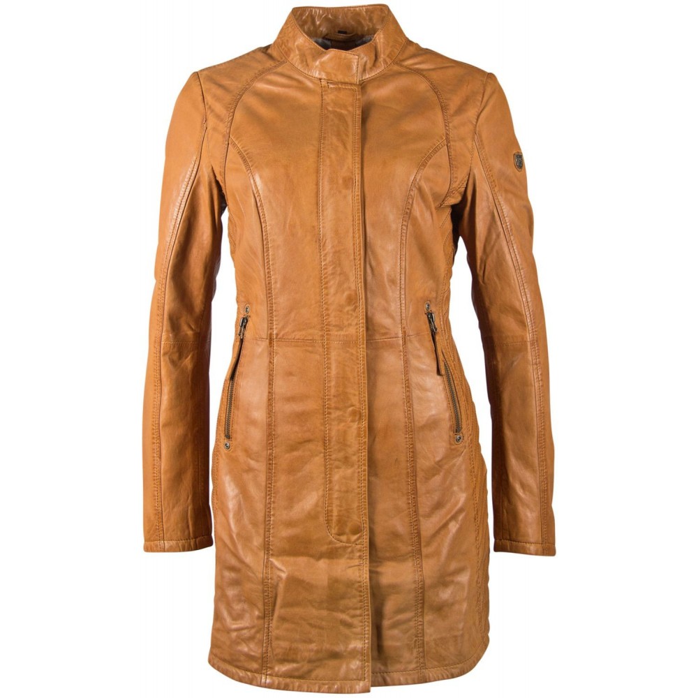 Geaca Lunga de Piele Naturala Dama Gipsy Camel GGNima NSLONTV - readytowear.ro