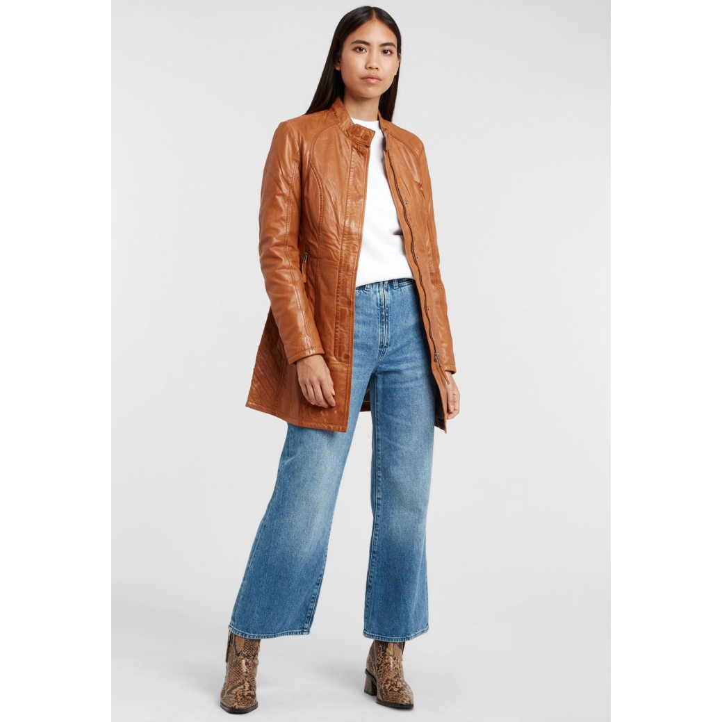 Geaca Lunga de Piele Naturala Dama Gipsy Camel GGNima NSLONTV – IMBRACAMINTE