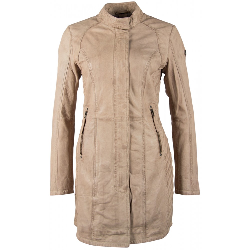 Geaca Lunga de Piele Naturala Dama Gipsy Alb Ivoriu GGNima NSLONTV Geaca Lunga de Piele Naturala Dama Gipsy Alb Ivoriu GGNima NSLONTV - readytowear