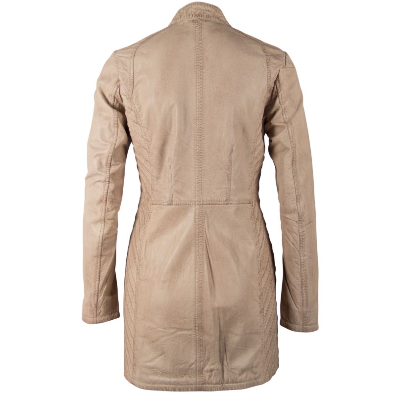 Geaca Lunga de Piele Naturala Dama Gipsy Alb Ivoriu GGNima NSLONTV – IMBRACAMINTE