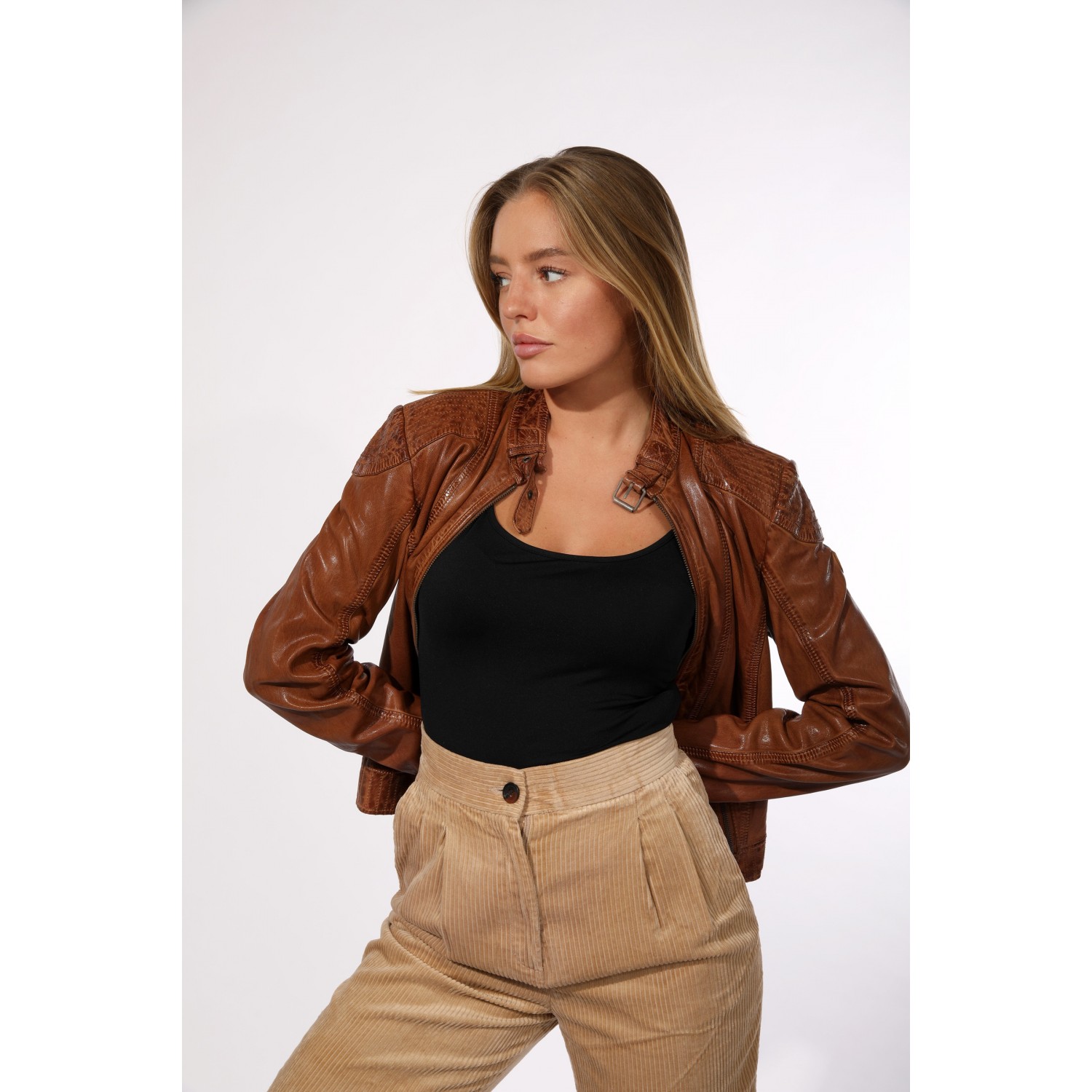 Geaca de Piele Naturala Dama Gipsy Coniac GGPacey LVTW – IMBRACAMINTE