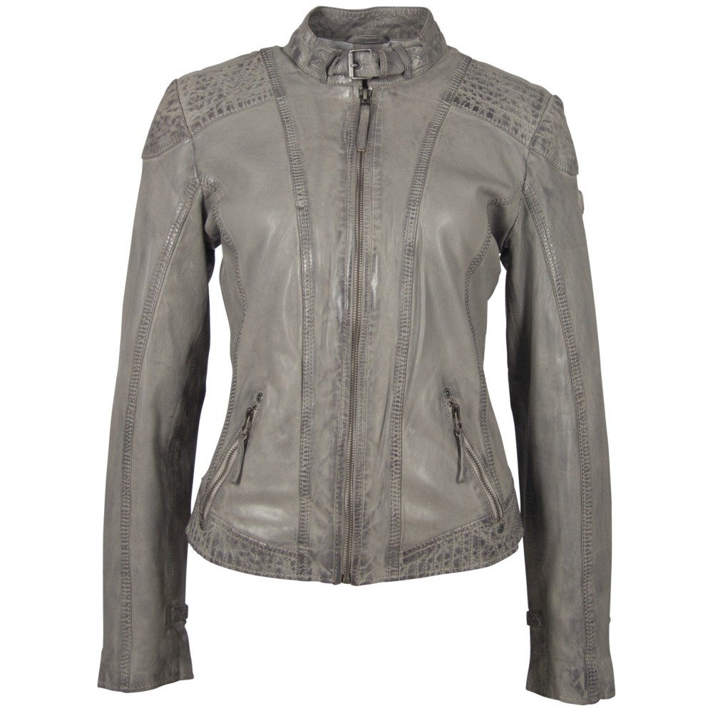 Geaca de Piele Naturala Dama Gipsy Gri GGPacey LVTW - readytowear