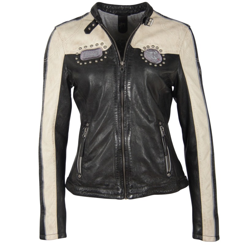 Geaca de Piele Naturala Dama Gipsy Negru/Alb Murdar GGPattie LACAV – IMBRACAMINTE Geaca de Piele Naturala Dama Gipsy Negru/Alb Murdar GGPattie LACAV – IMBRACAMINTE