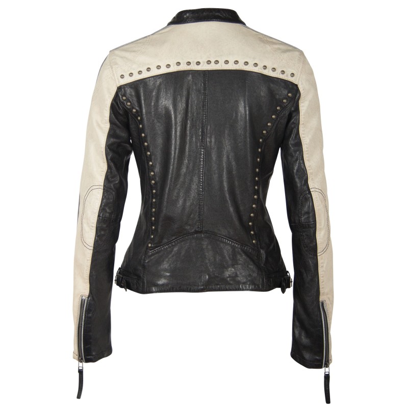 Geaca de Piele Naturala Dama Gipsy Negru/Alb Murdar GGPattie LACAV – IMBRACAMINTE Geaca de Piele Naturala Dama Gipsy Negru/Alb Murdar GGPattie LACAV – IMBRACAMINTE