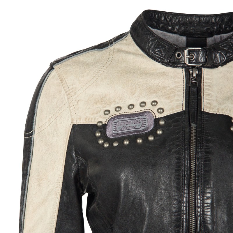 Geaca de Piele Naturala Dama Gipsy Negru/Alb Murdar GGPattie LACAV – IMBRACAMINTE Geaca de Piele Naturala Dama Gipsy Negru/Alb Murdar GGPattie LACAV – IMBRACAMINTE