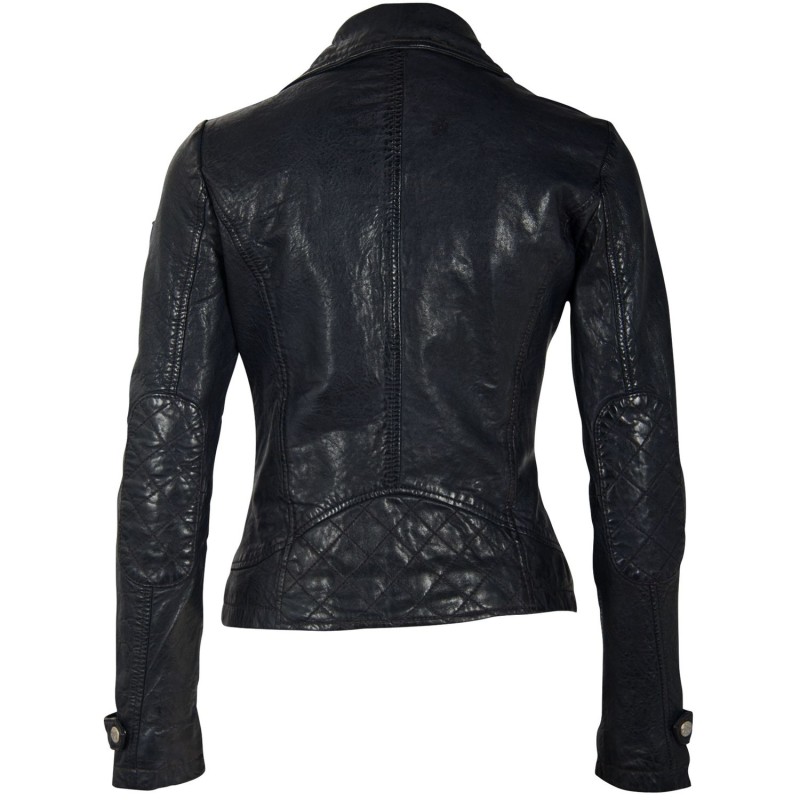 Geaca de Piele Naturala Dama Gipsy Negru/Albastru GGSami LACAV – IMBRACAMINTE