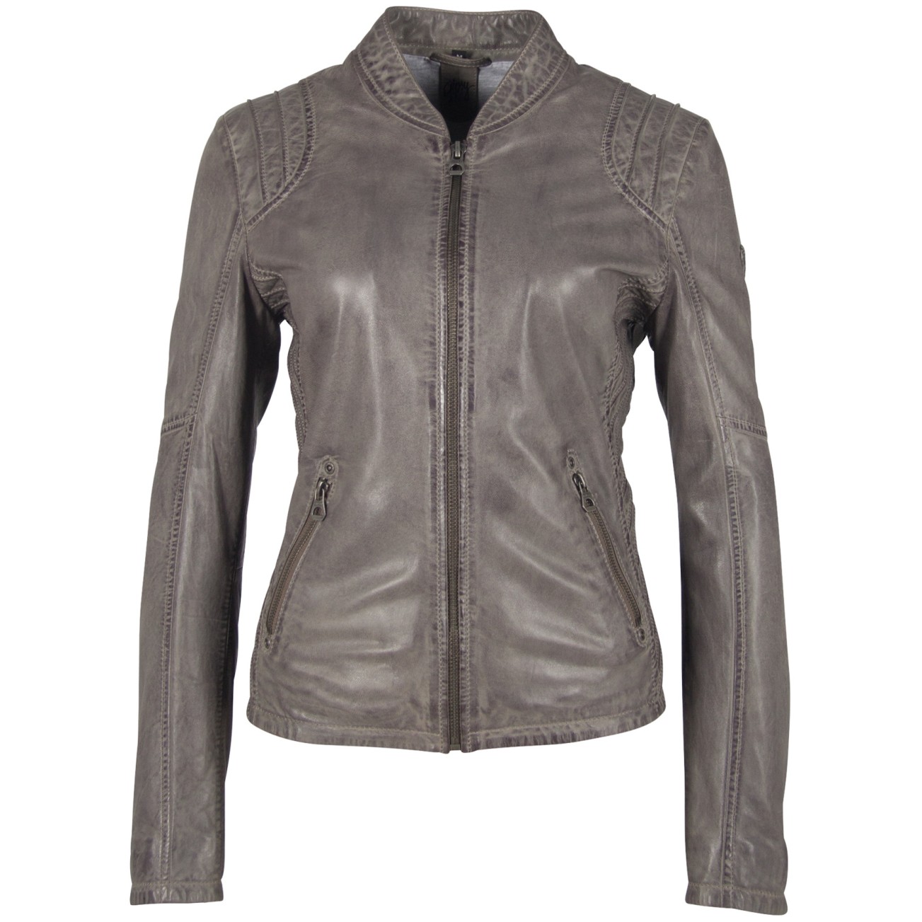 Geaca de Piele Naturala Dama Gipsy Gri GGSashi NSLV – IMBRACAMINTE