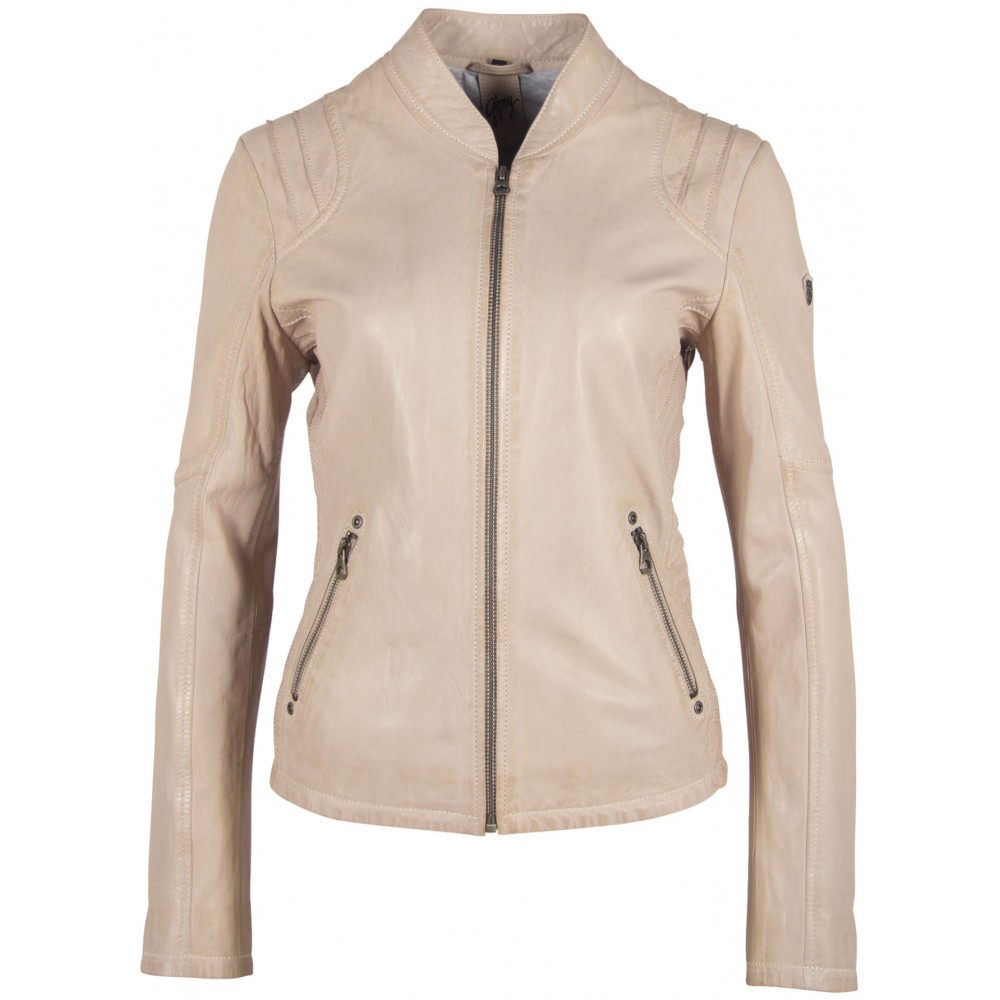 Geaca de Piele Naturala Dama Gipsy Gri Deschis GGSashi NSLV - readytowear