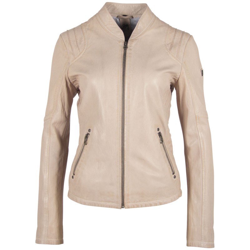 Geaca de Piele Naturala Dama Gipsy Gri Deschis GGSashi NSLV – IMBRACAMINTE