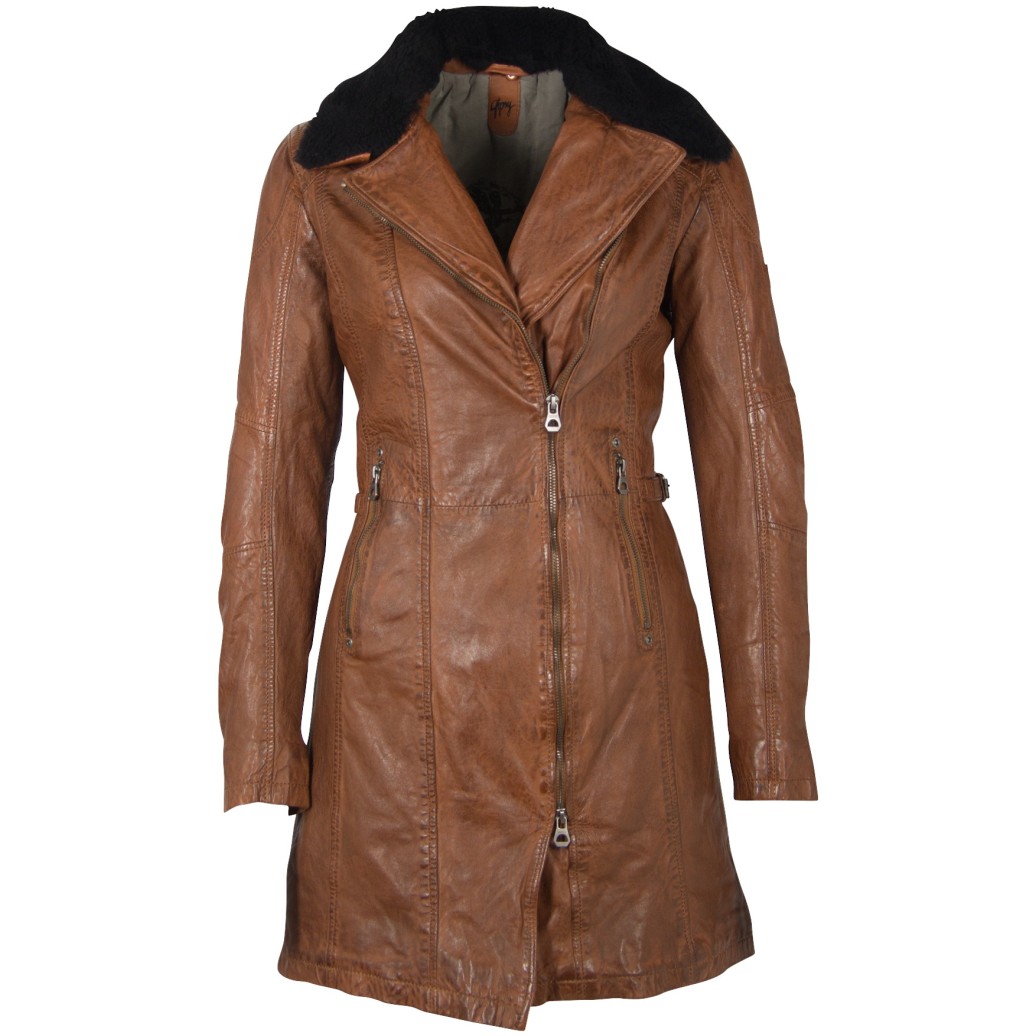 Geaca Lunga de Piele Naturala Dama Gipsy Coniac GGScylla LATEV – IMBRACAMINTE