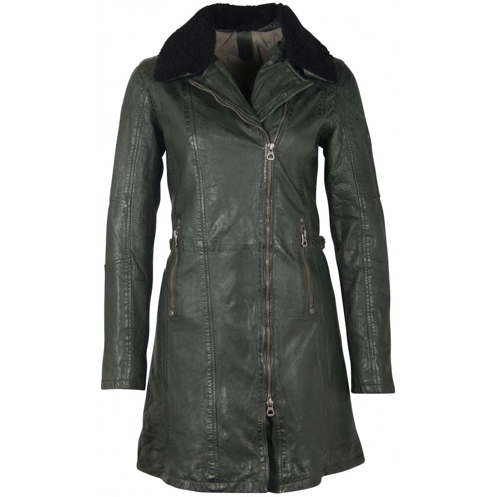 Geaca Lunga de Piele Naturala Dama Gipsy Verde Inchis GGScylla LATEV Geaca Lunga de Piele Naturala Dama Gipsy Verde Inchis GGScylla LATEV - readytowear