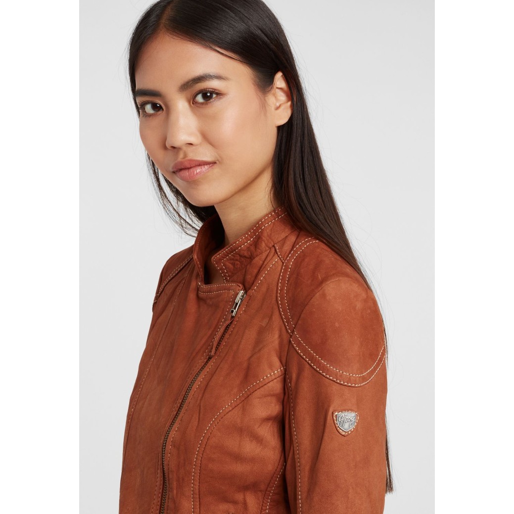 Geaca de Piele Dama Gipsy Coniac GGShakyra LNUV – IMBRACAMINTE