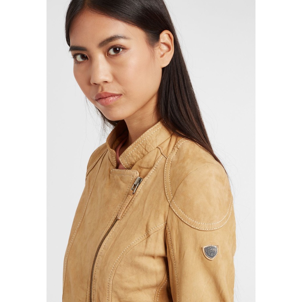 Geaca de Piele Dama Gipsy Galben Mustar GGShakyra LNUV – IMBRACAMINTE