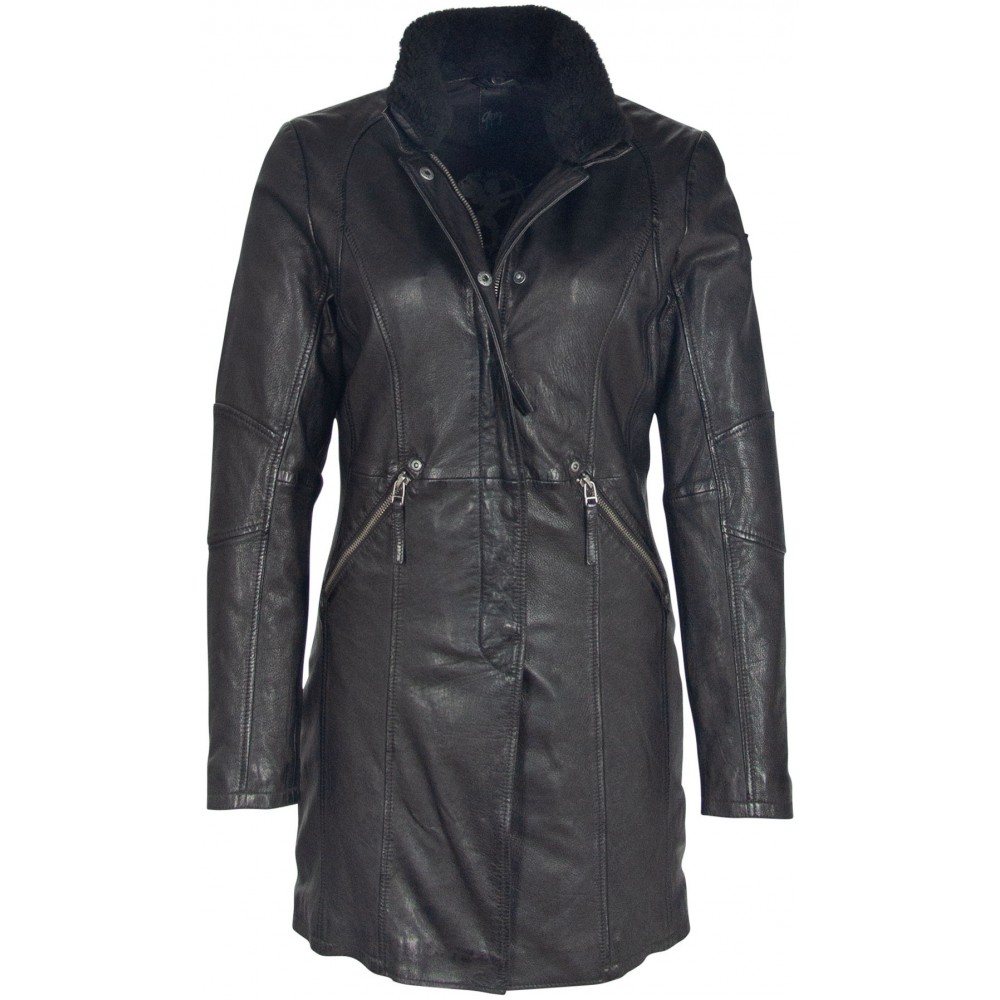 Geaca Lunga de Piele Naturala Dama Gipsy Neagra GGSilah LEGV Geaca Lunga de Piele Naturala Dama Gipsy Neagra GGSilah LEGV - readytowear.ro