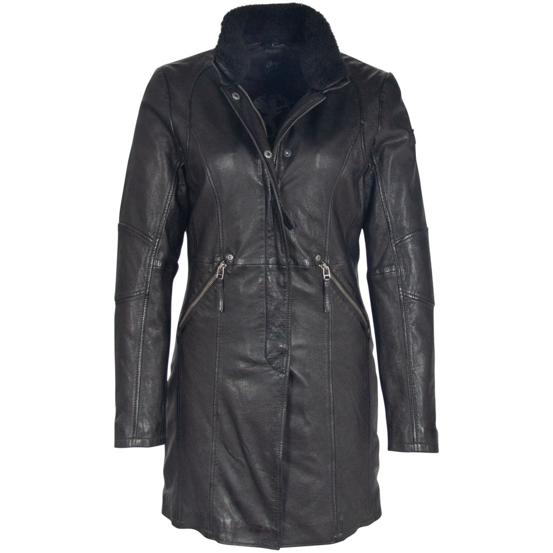 Geaca Lunga de Piele Naturala Dama Gipsy Neagra GGSilah LEGV – IMBRACAMINTE