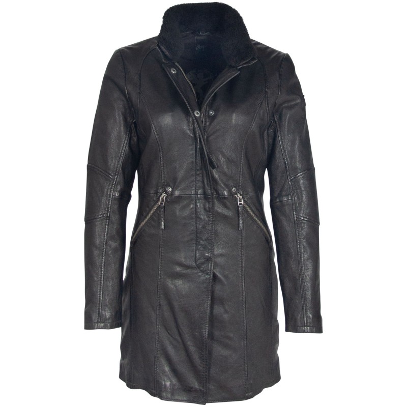 Geaca Lunga de Piele Naturala Dama Gipsy Neagra GGSilah LEGV – IMBRACAMINTE