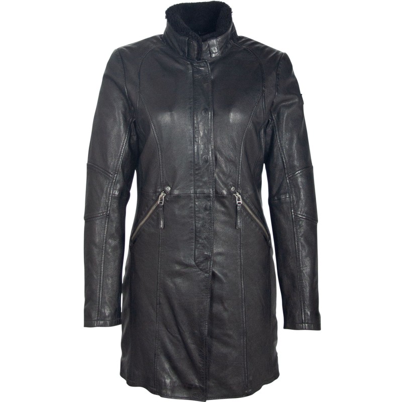 Geaca Lunga de Piele Naturala Dama Gipsy Neagra GGSilah LEGV – IMBRACAMINTE