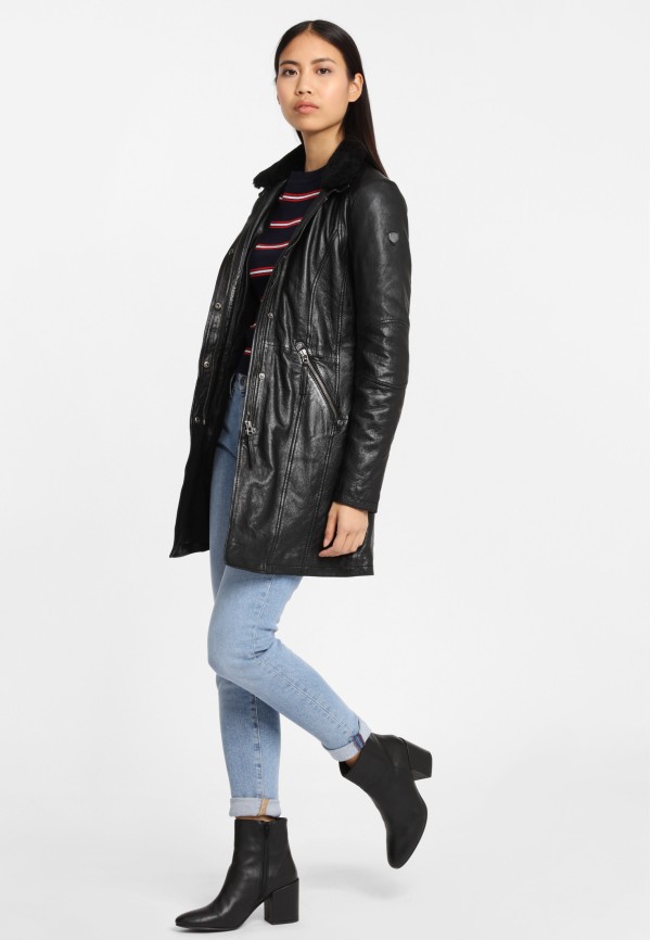 Geaca Lunga de Piele Naturala Dama Gipsy Neagra GGSilah LEGV – IMBRACAMINTE — fotografia 4