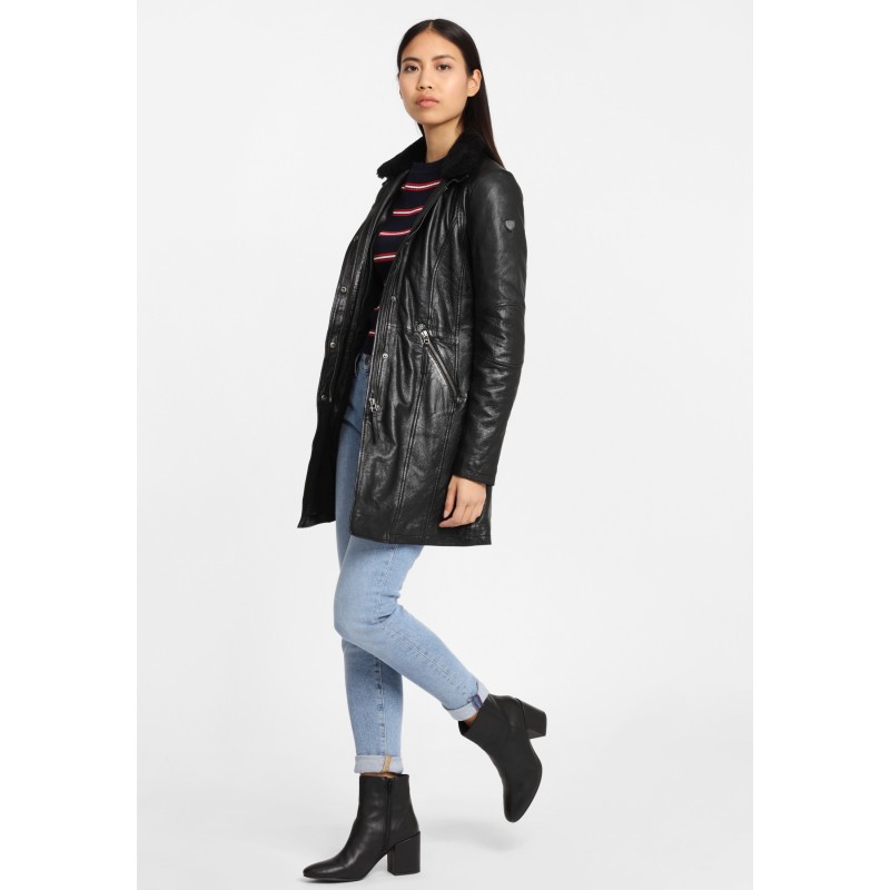 Geaca Lunga de Piele Naturala Dama Gipsy Neagra GGSilah LEGV – IMBRACAMINTE