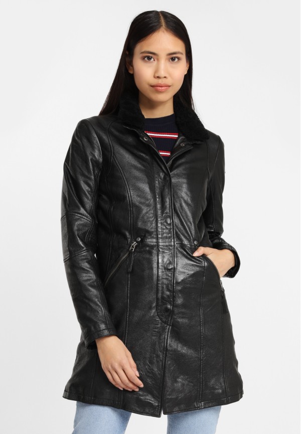 Geaca Lunga de Piele Naturala Dama Gipsy Neagra GGSilah LEGV – IMBRACAMINTE — fotografia 5