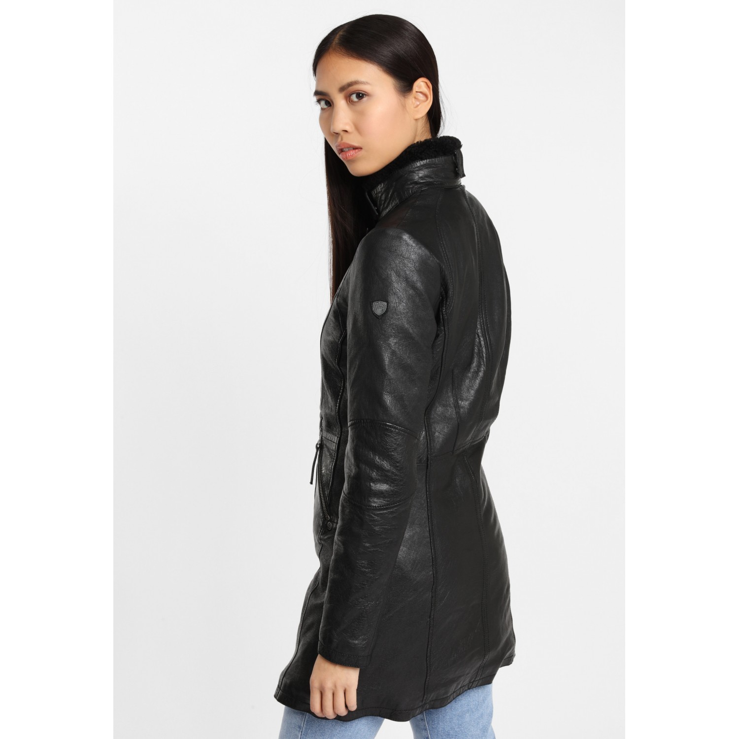 Geaca Lunga de Piele Naturala Dama Gipsy Neagra GGSilah LEGV – IMBRACAMINTE