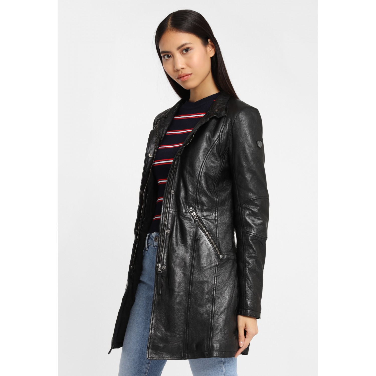 Geaca Lunga de Piele Naturala Dama Gipsy Neagra GGSilah LEGV – IMBRACAMINTE