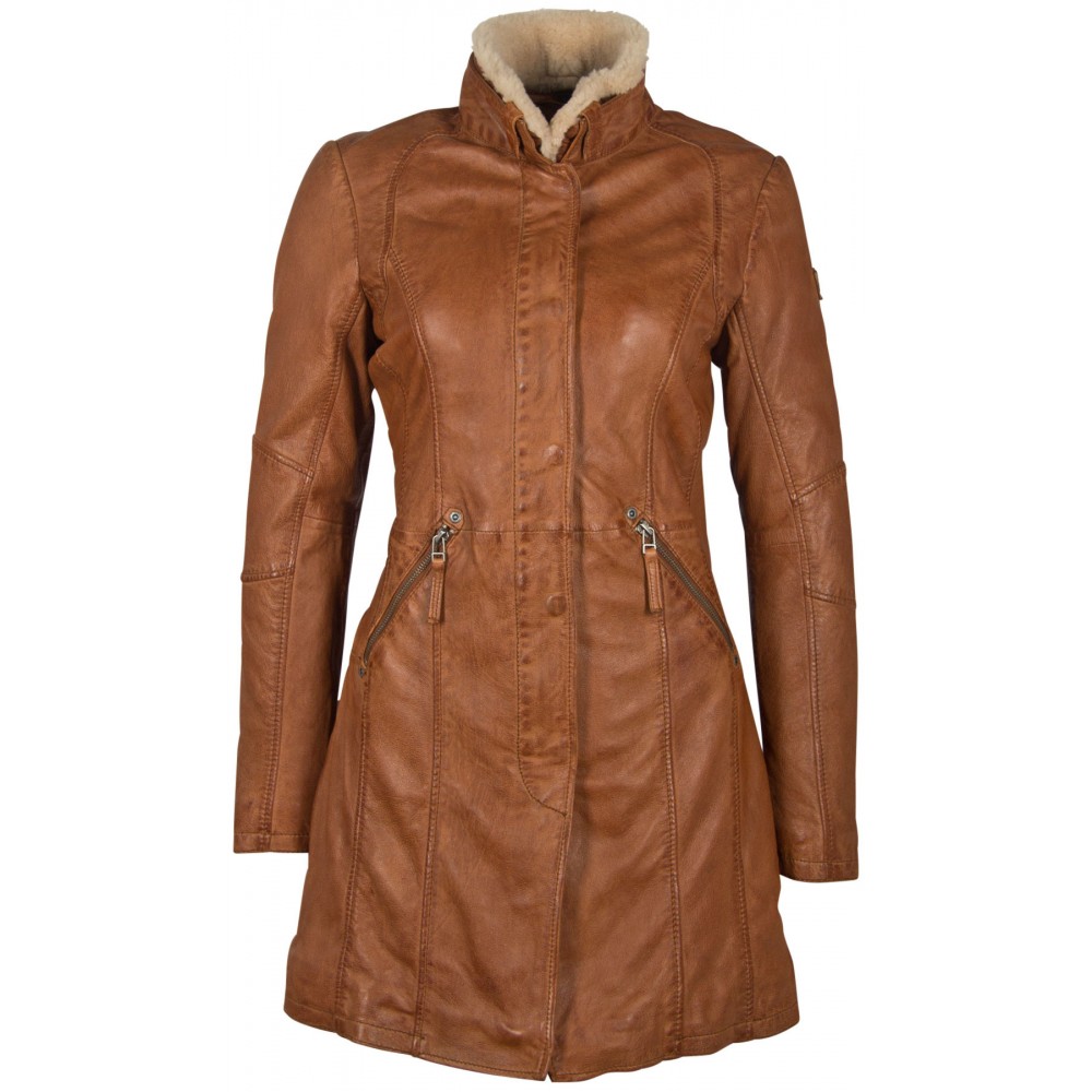 Geaca Lunga de Piele Naturala Dama Gipsy Coniac GGSilah LEGV Geaca Lunga de Piele Naturala Dama Gipsy Coniac GGSilah LEGV - readytowear