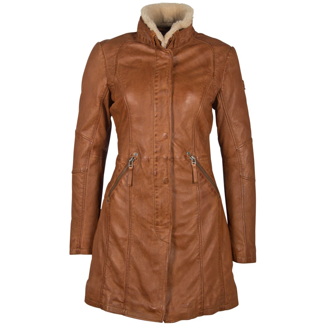 Geaca Lunga de Piele Naturala Dama Gipsy Coniac GGSilah LEGV – IMBRACAMINTE