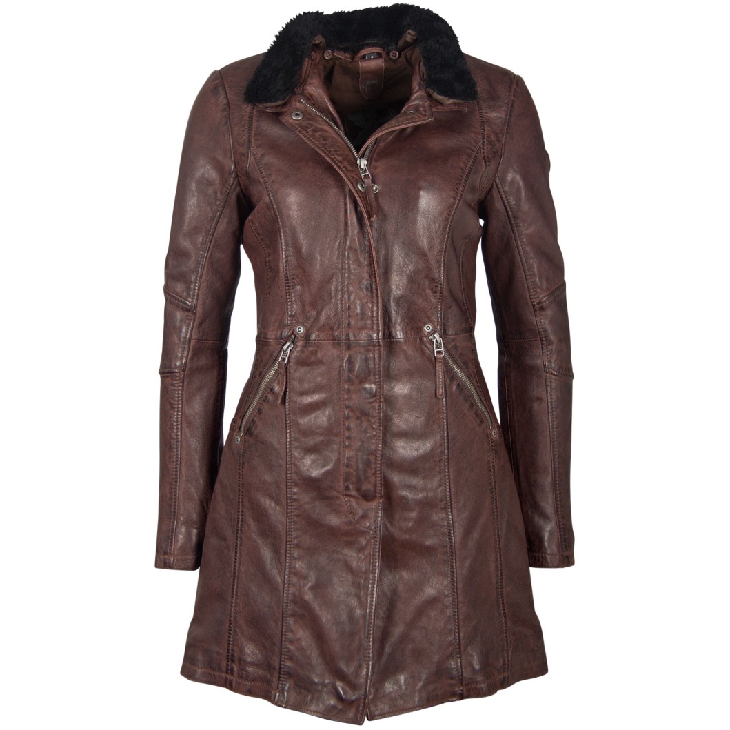 Geaca Lunga de Piele Naturala Dama Gipsy Maro Inchis GGSilah LEGV – IMBRACAMINTE