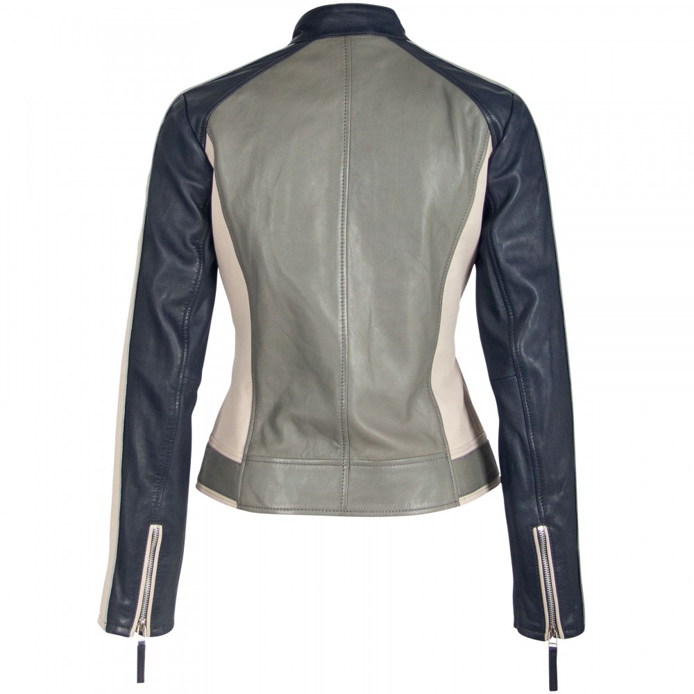 Geaca de Piele Naturala Dama Gipsy Bleumarin/Gri/Alb Murdar GGSteena LNV Geaca de Piele Naturala Dama Gipsy Bleumarin/Gri/Alb Murdar GGSteena LNV - readytowear.ro