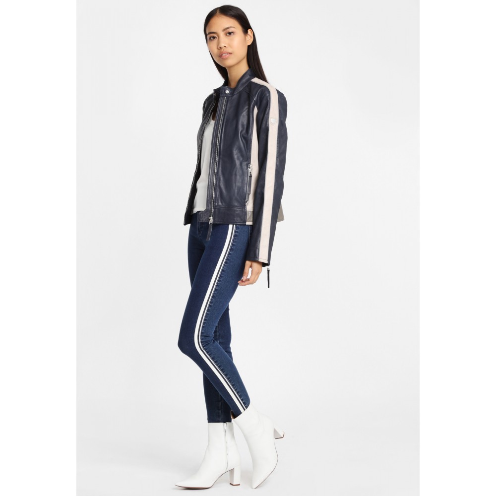 Geaca de Piele Naturala Dama Gipsy Bleumarin/Gri/Alb Murdar GGSteena LNV Geaca de Piele Naturala Dama Gipsy Bleumarin/Gri/Alb Murdar GGSteena LNV - readytowear.ro