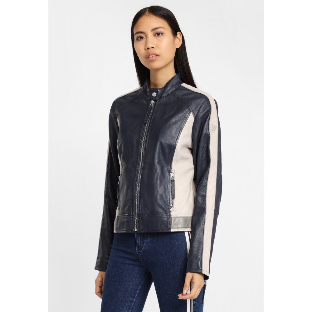 Geaca de Piele Naturala Dama Gipsy Bleumarin/Gri/Alb Murdar GGSteena LNV Geaca de Piele Naturala Dama Gipsy Bleumarin/Gri/Alb Murdar GGSteena LNV - readytowear.ro