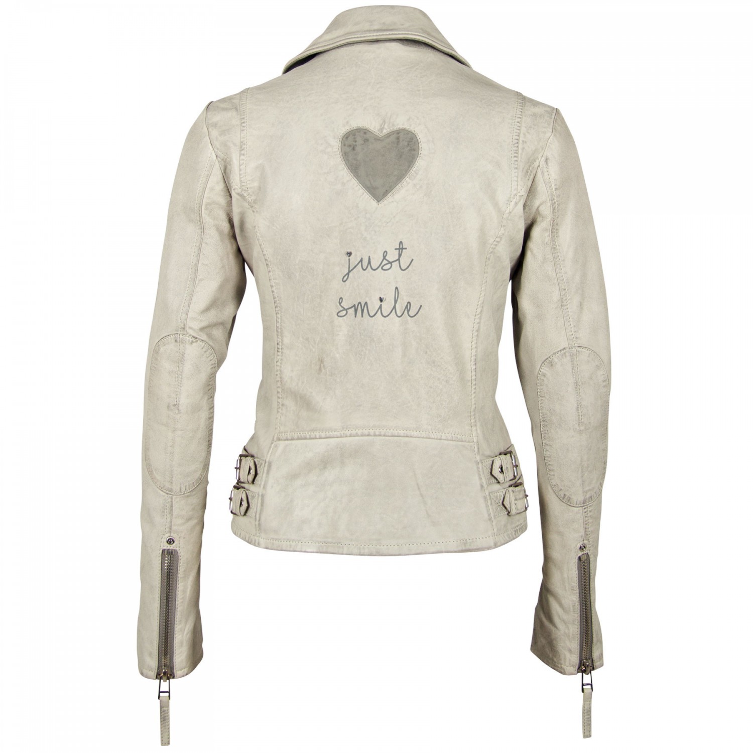 Geaca de Piele Naturala Dama Gipsy Alb Murdar GGSummer LABAGV – IMBRACAMINTE