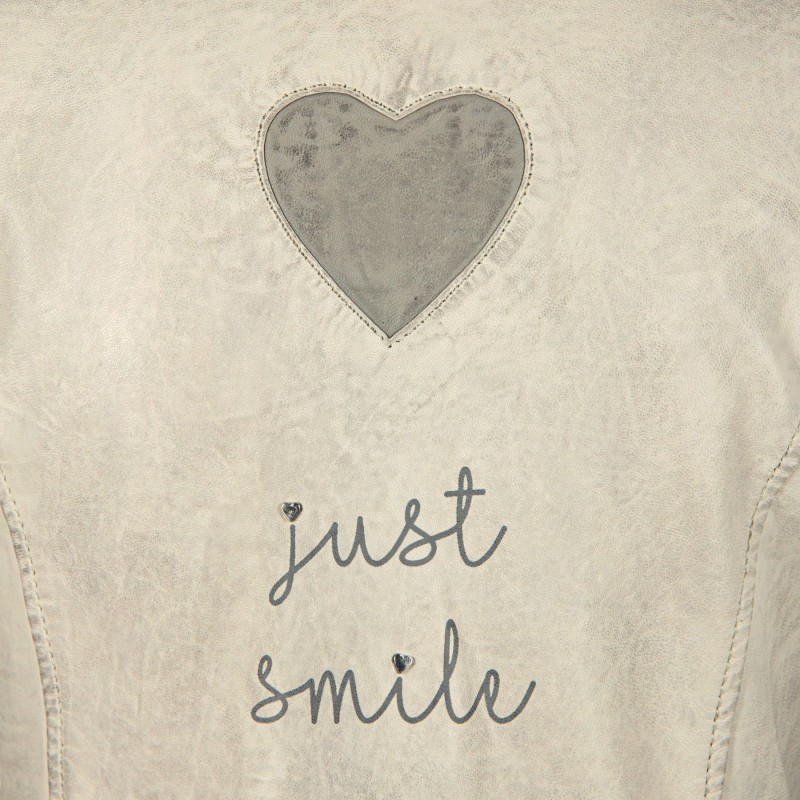 Geaca de Piele Naturala Dama Gipsy Alb Murdar GGSummer LABAGV – IMBRACAMINTE