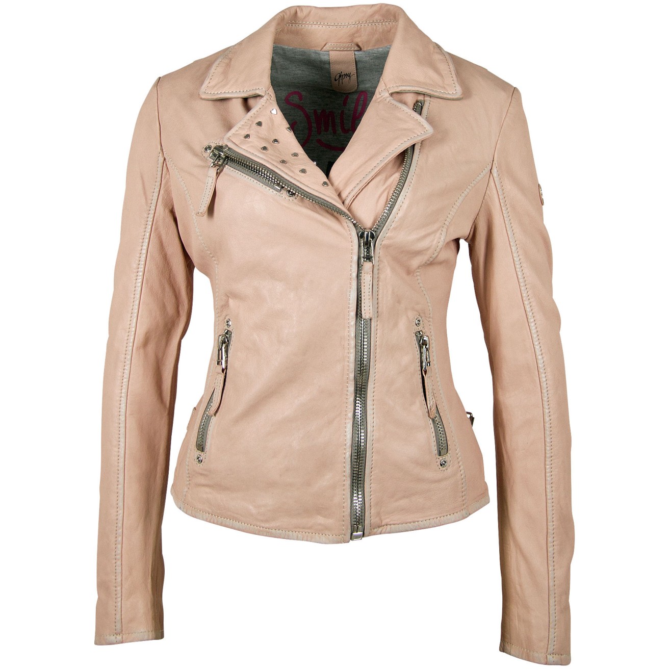 Geaca de Piele Naturala Dama Gipsy Roz Pal GGSummer LABAGV – IMBRACAMINTE