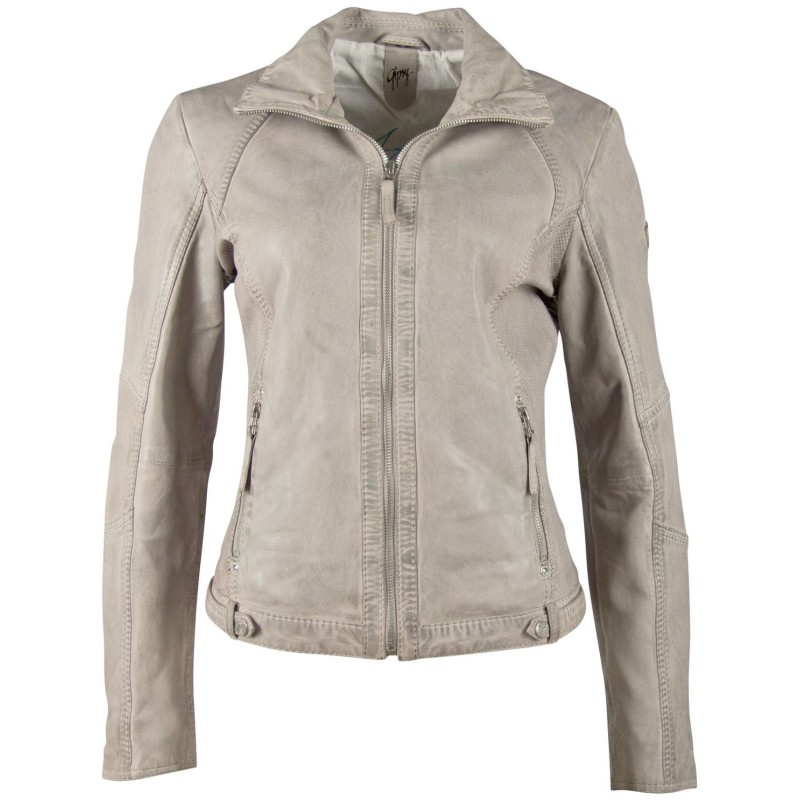 Geaca de Piele Dama Gipsy Gri GGSvantje LAMAXV – IMBRACAMINTE