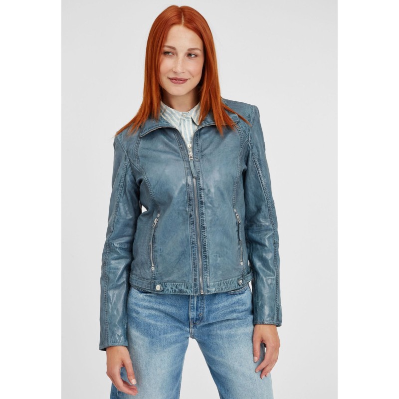 Geaca de Piele Dama Gipsy Albastru Deschis GGSvantje LAMAXV – IMBRACAMINTE