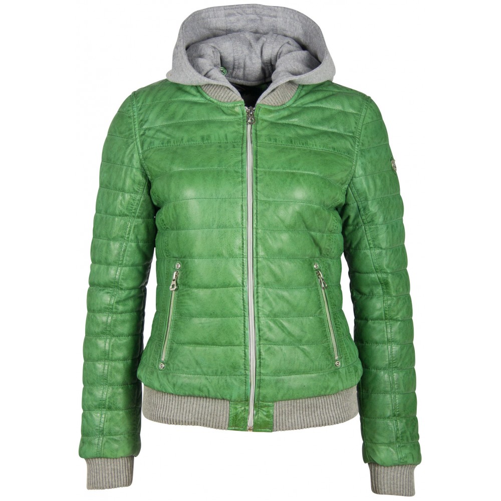 Geaca de Piele Naturala Dama Gipsy Verde GGSveja LAMAS W - readytowear