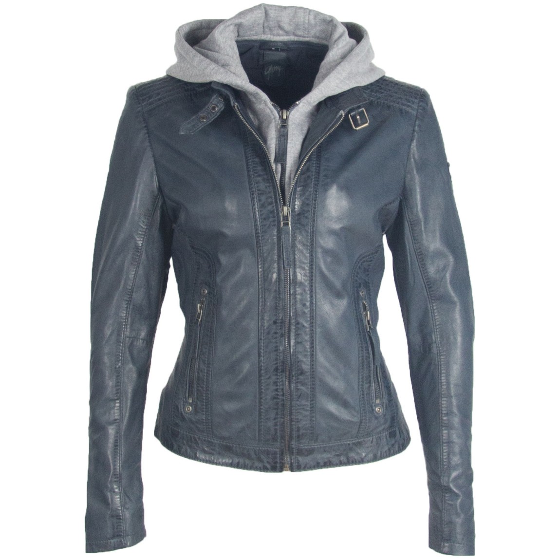 Geaca de Piele Naturala Dama Gipsy Albastru Denim GGTalida LAMAS – IMBRACAMINTE